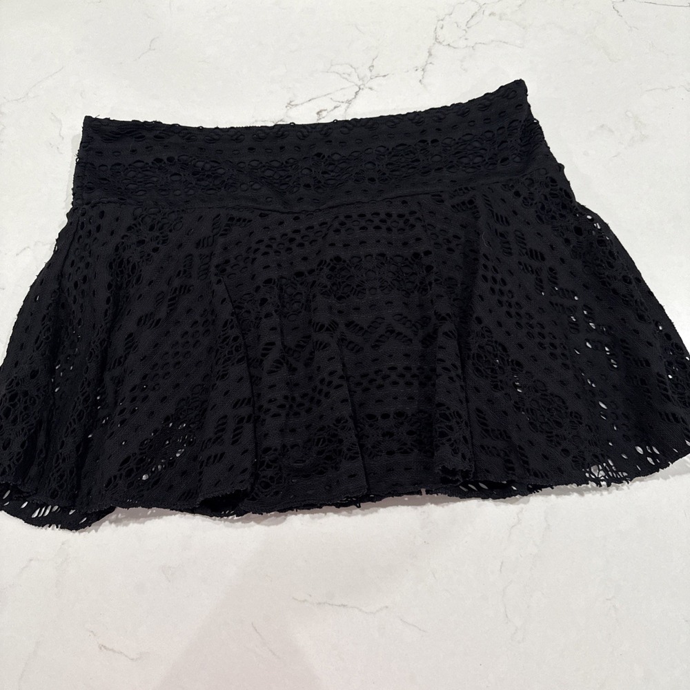 Swimsuit Skirt Black Y2K Whimsigoth‎ Lace Crochet Large